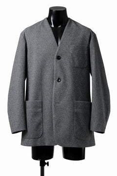 画像をギャラリービューアに読み込む, TARO HORIUCHI / th products Collarless Jacket / active setter tweed knit (gray)