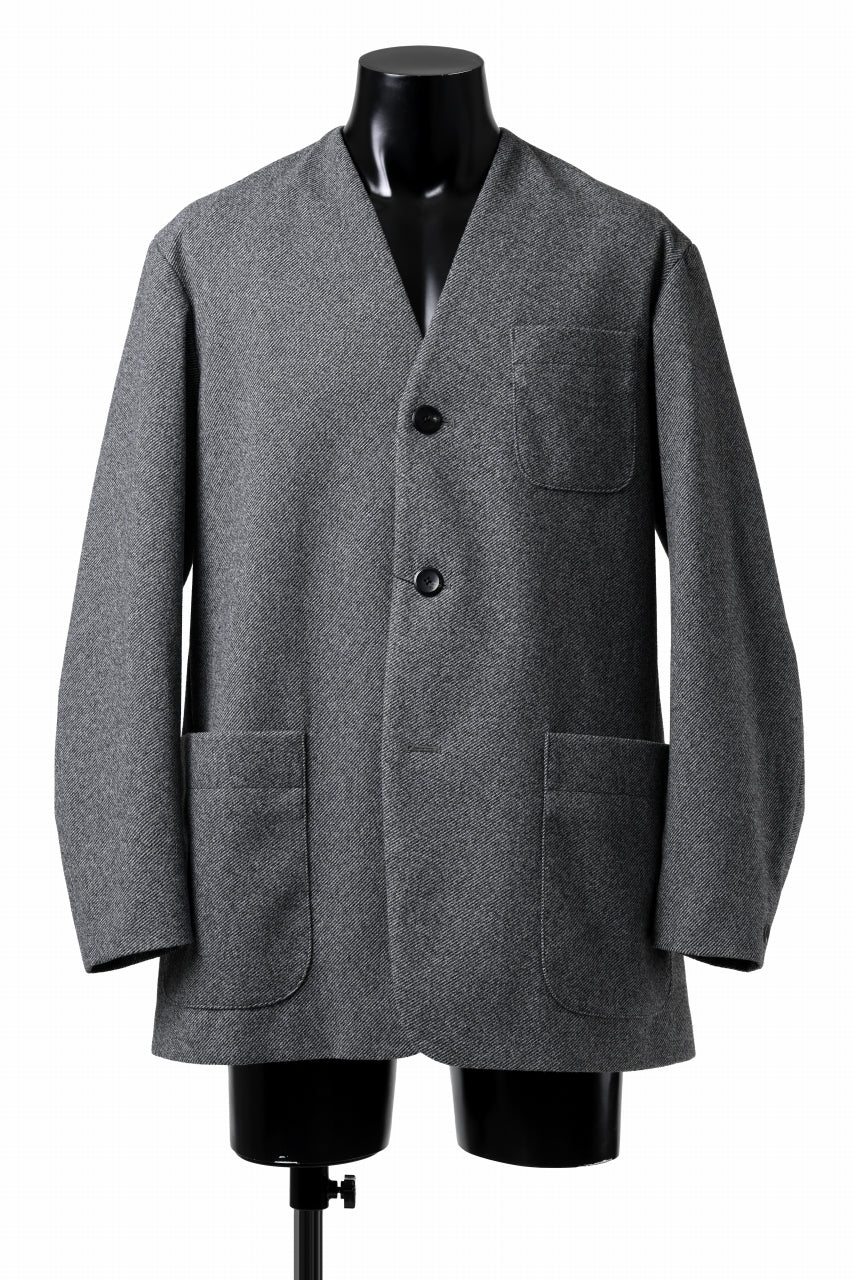 画像をギャラリービューアに読み込む, TARO HORIUCHI / th products Collarless Jacket / active setter tweed knit (gray)