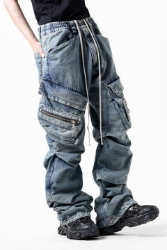 画像をギャラリービューアに読み込む, A.F ARTEFACT CARGO TUCK BAGGY PANTS / FADED DENIM (BLUE)