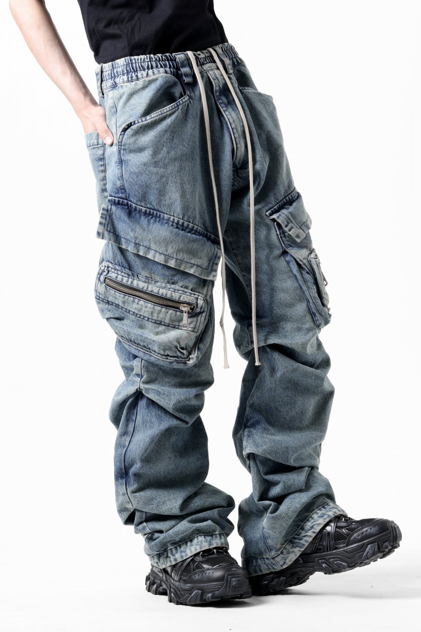 画像をギャラリービューアに読み込む, A.F ARTEFACT CARGO TUCK BAGGY PANTS / FADED DENIM (BLUE)