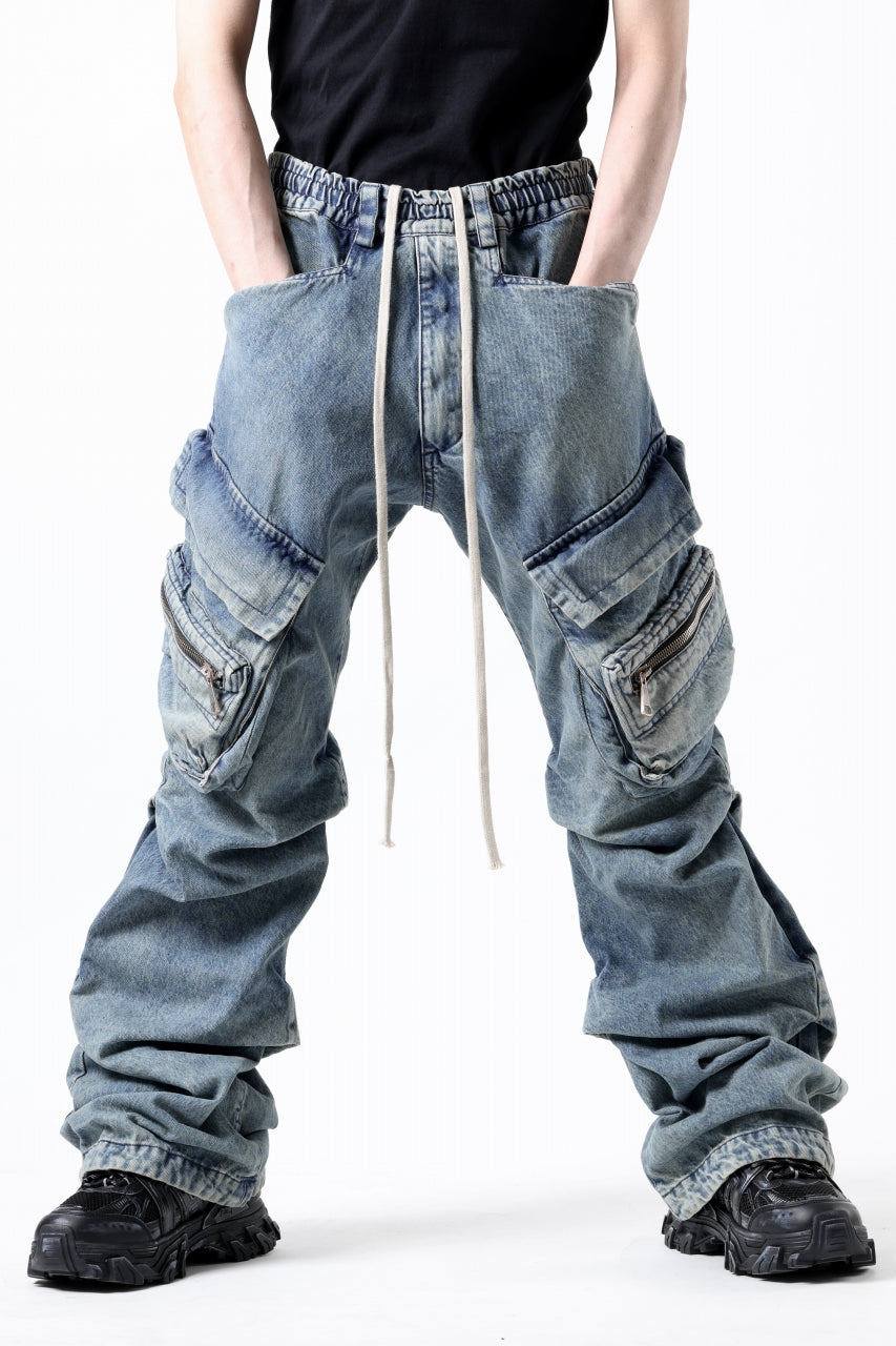 画像をギャラリービューアに読み込む, A.F ARTEFACT CARGO TUCK BAGGY PANTS / FADED DENIM (BLUE)