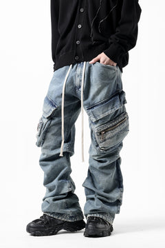 画像をギャラリービューアに読み込む, A.F ARTEFACT CARGO TUCK BAGGY PANTS / FADED DENIM (BLUE)