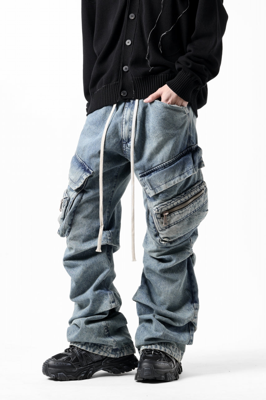 画像をギャラリービューアに読み込む, A.F ARTEFACT CARGO TUCK BAGGY PANTS / FADED DENIM (BLUE)