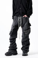 画像をギャラリービューアに読み込む, A.F ARTEFACT CARGO TUCK BAGGY PANTS / FADED DENIM (BLACK)