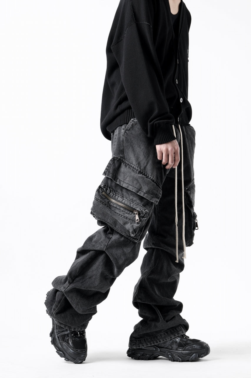 画像をギャラリービューアに読み込む, A.F ARTEFACT CARGO TUCK BAGGY PANTS / FADED DENIM (BLACK)