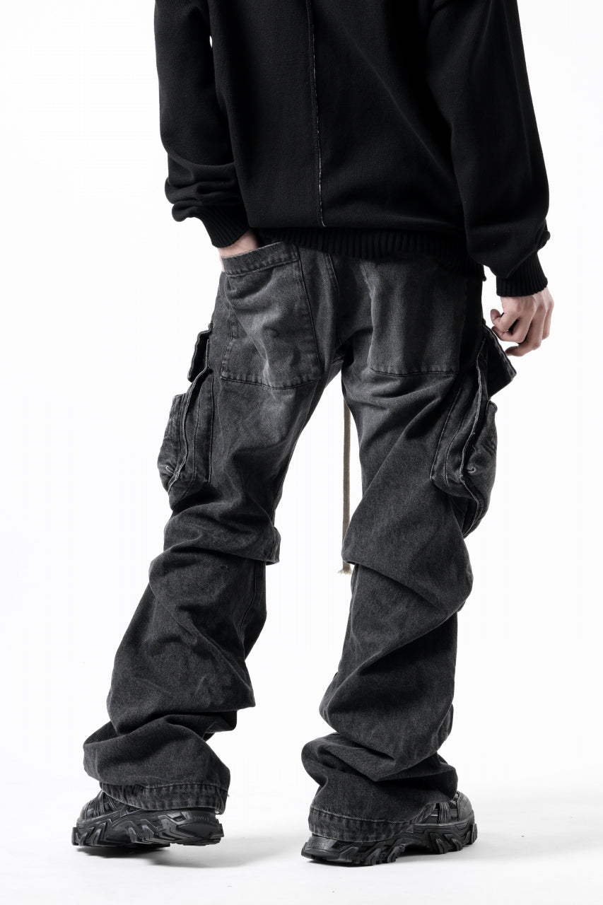 画像をギャラリービューアに読み込む, A.F ARTEFACT CARGO TUCK BAGGY PANTS / FADED DENIM (BLACK)