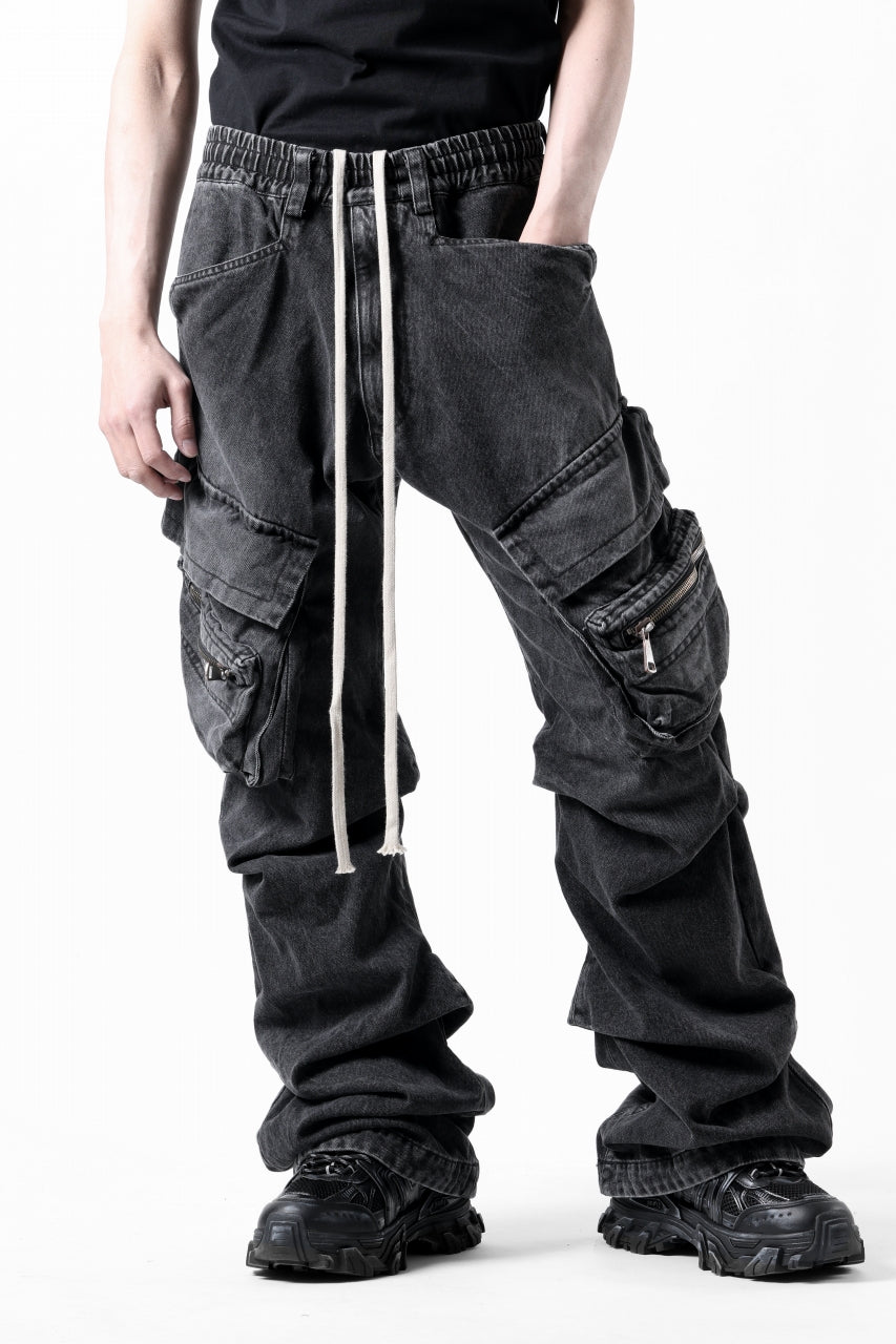 画像をギャラリービューアに読み込む, A.F ARTEFACT CARGO TUCK BAGGY PANTS / FADED DENIM (BLACK)