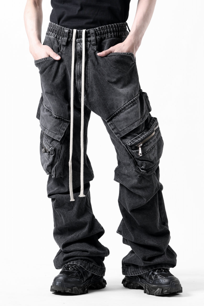 画像をギャラリービューアに読み込む, A.F ARTEFACT CARGO TUCK BAGGY PANTS / FADED DENIM (BLACK)