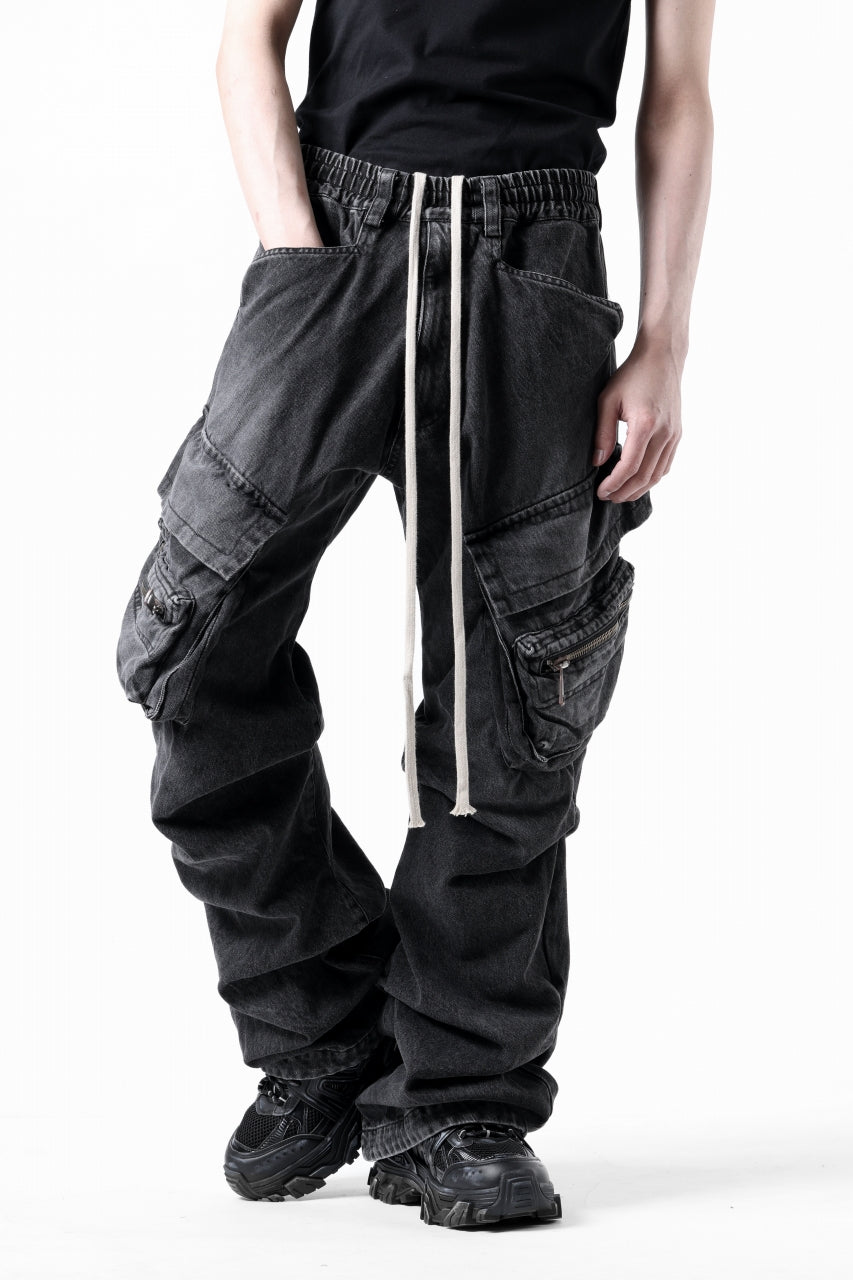 画像をギャラリービューアに読み込む, A.F ARTEFACT CARGO TUCK BAGGY PANTS / FADED DENIM (BLACK)