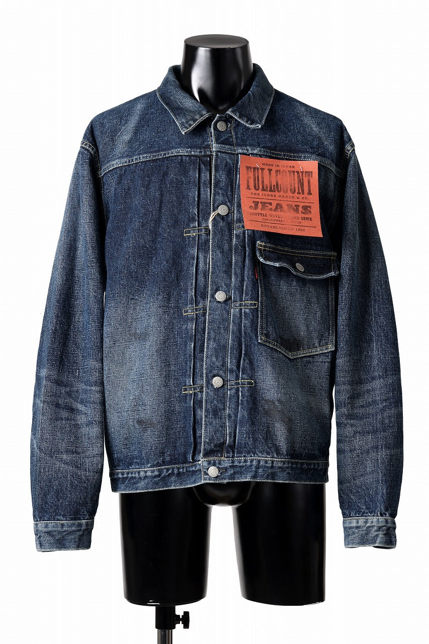 画像をギャラリービューアに読み込む, FULLCOUNT "Fear Of The Dark" Type 1 Denim Jacket / 15.5oz Zimbabwe Selvedge Denim (INDIGO BLUE)