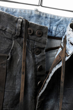 画像をギャラリービューアに読み込む, BORIS BIDJAN SABERI CROPPED TROUSER / VINYL PROCESSED & NICKEL PRESSED & ACID DYED "P15.4 CUSTOM BF-FKU10002" (DIRTY ACID DENIM)