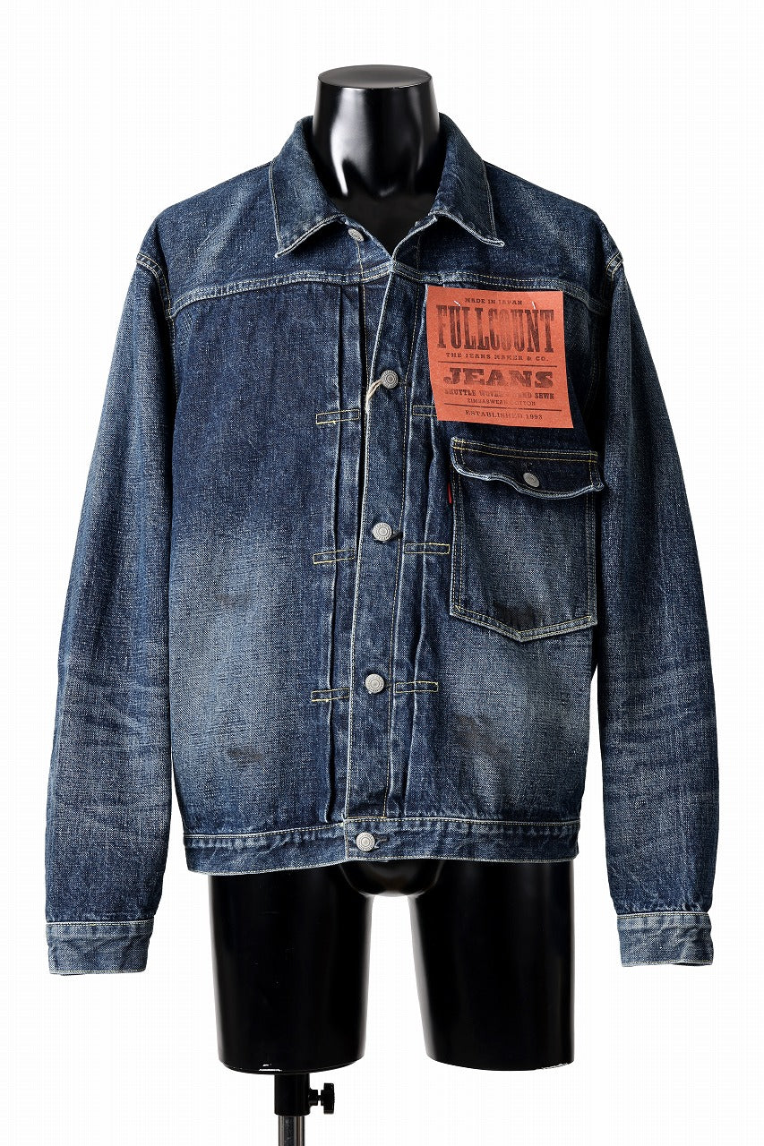 画像をギャラリービューアに読み込む, FULLCOUNT "Fear Of The Dark" Type 1 Denim Jacket / 15.5oz Zimbabwe Selvedge Denim (INDIGO BLUE)