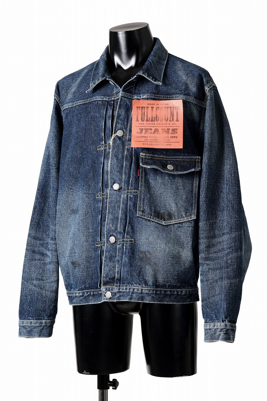 画像をギャラリービューアに読み込む, FULLCOUNT "Fear Of The Dark" Type 1 Denim Jacket / 15.5oz Zimbabwe Selvedge Denim (INDIGO BLUE)