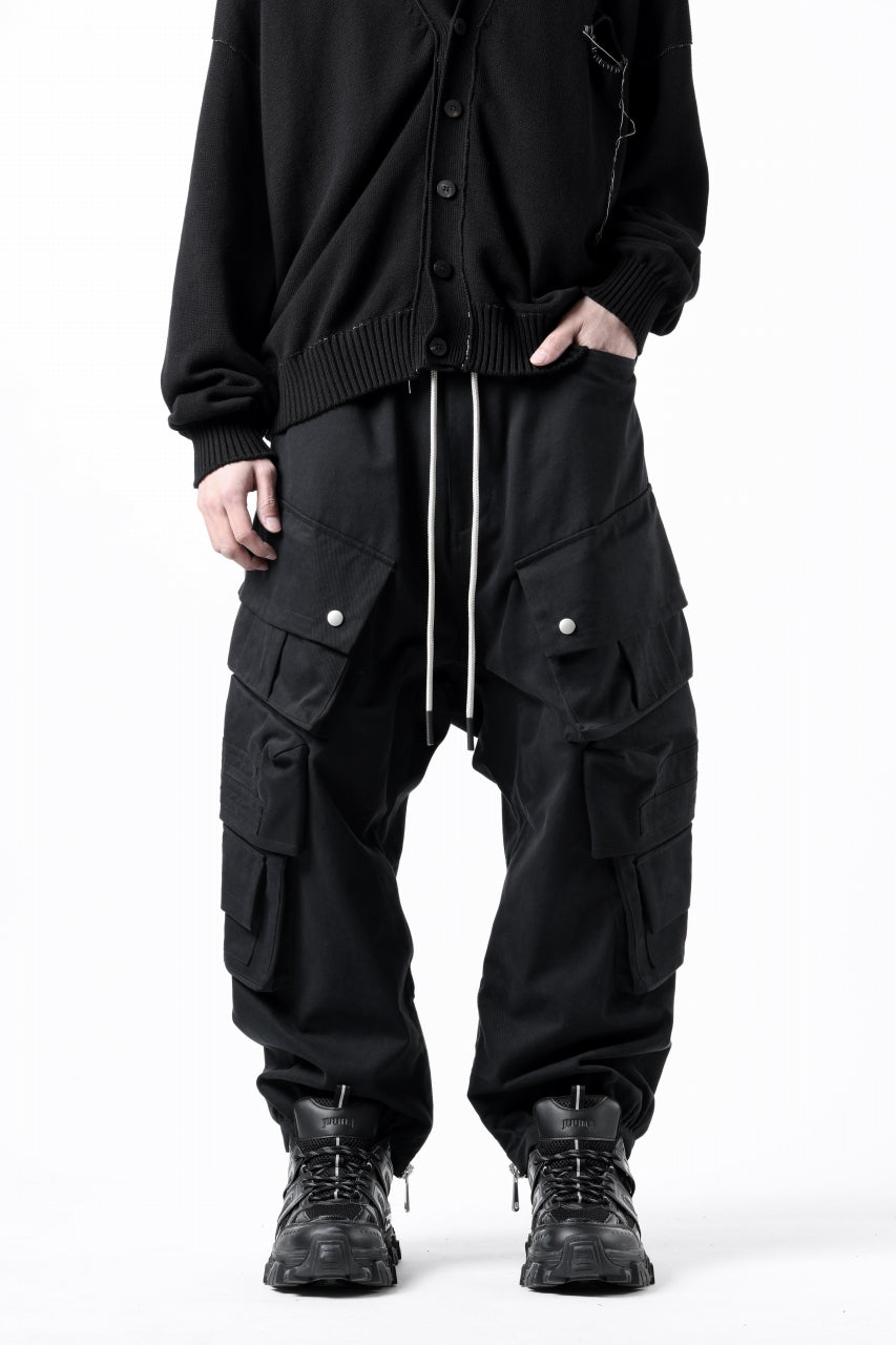 画像をギャラリービューアに読み込む, A.F ARTEFACT TWILL DROPCROTCH CARGO PANTS (BLACK)