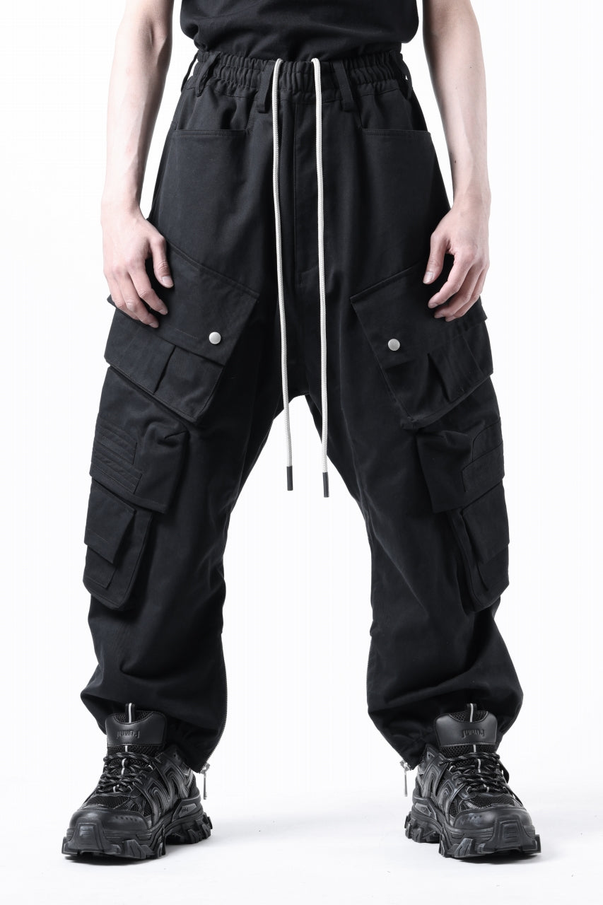 画像をギャラリービューアに読み込む, A.F ARTEFACT TWILL DROPCROTCH CARGO PANTS (BLACK)