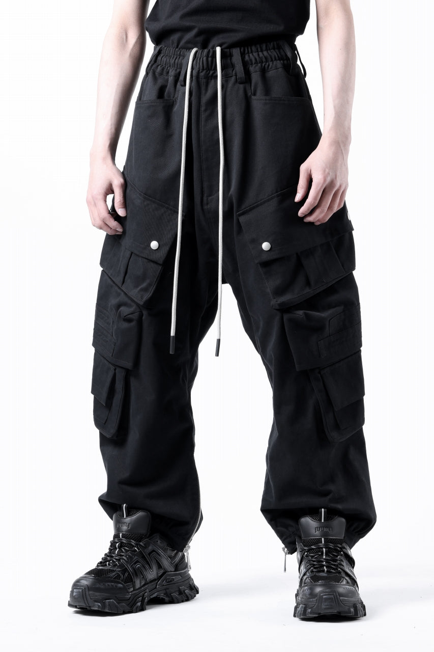 画像をギャラリービューアに読み込む, A.F ARTEFACT TWILL DROPCROTCH CARGO PANTS (BLACK)