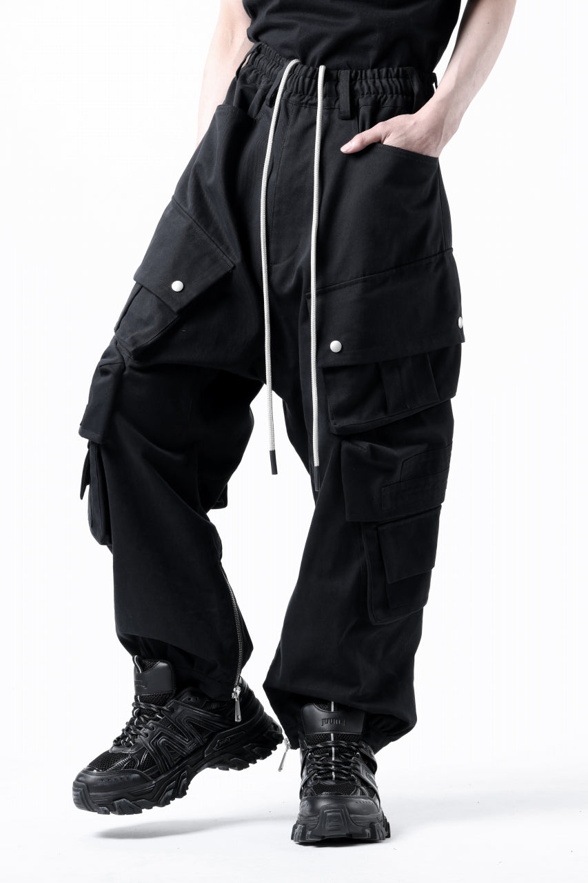 画像をギャラリービューアに読み込む, A.F ARTEFACT TWILL DROPCROTCH CARGO PANTS (BLACK)