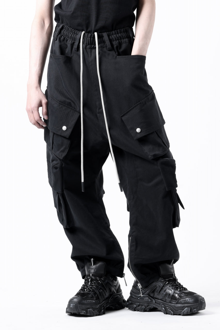 画像をギャラリービューアに読み込む, A.F ARTEFACT TWILL DROPCROTCH CARGO PANTS (BLACK)