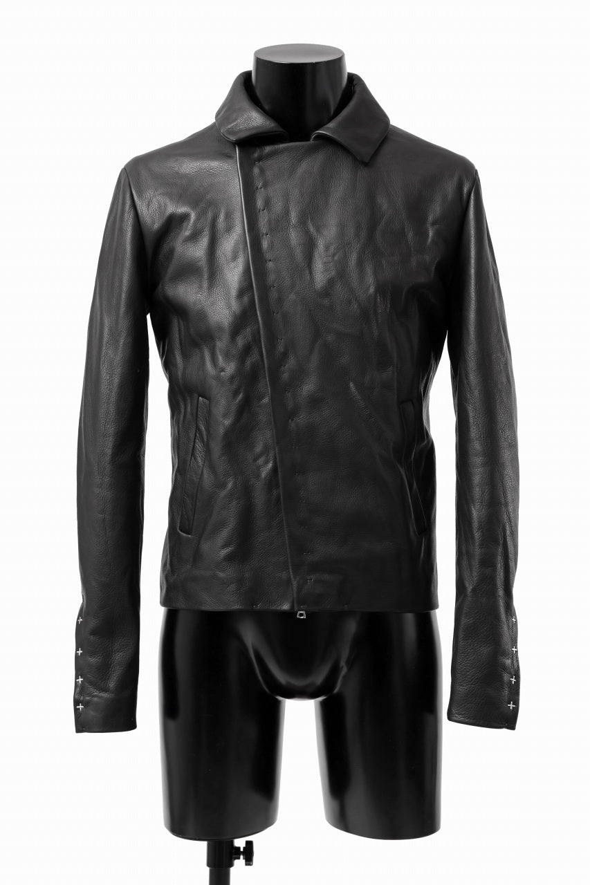 Load image into Gallery viewer, m.a+ silver crosses sleeve diagonal zip biker jacket / J1/S+/SY1.0 (BLACK)