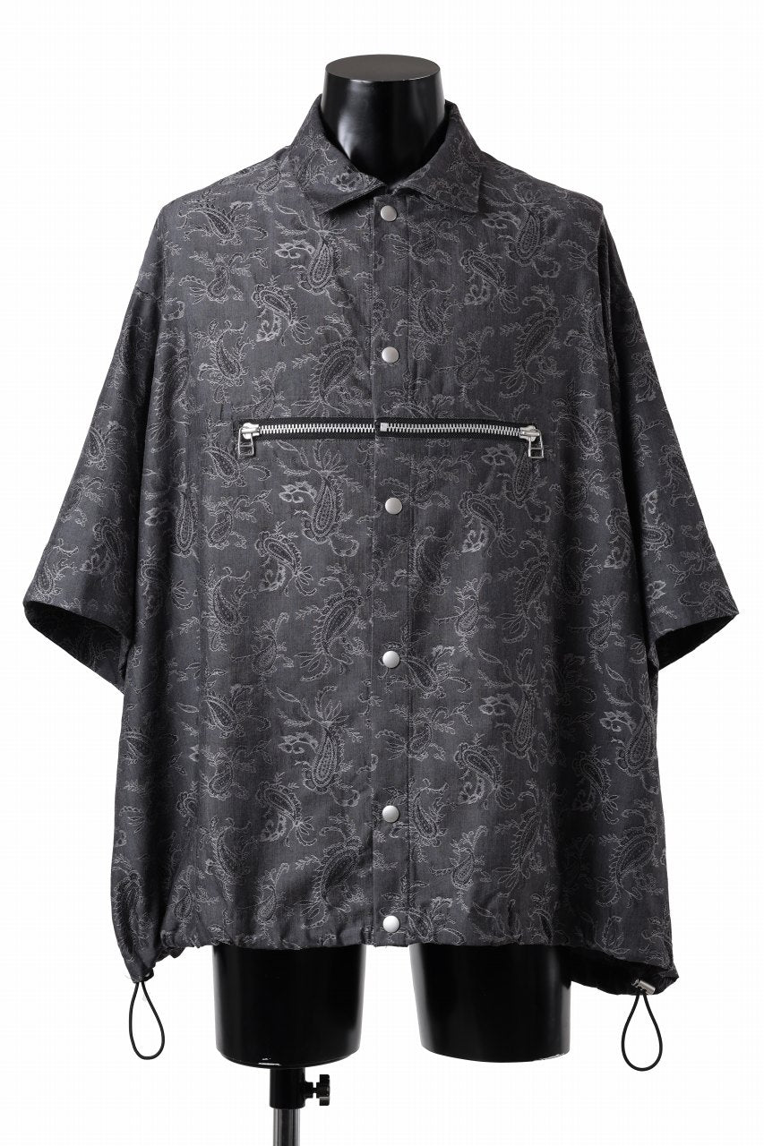 画像をギャラリービューアに読み込む, A.F ARTEFACT FRONT ZIP SQUEEZING SHIRT / PAISLEY JACQUARD (D.GREY)