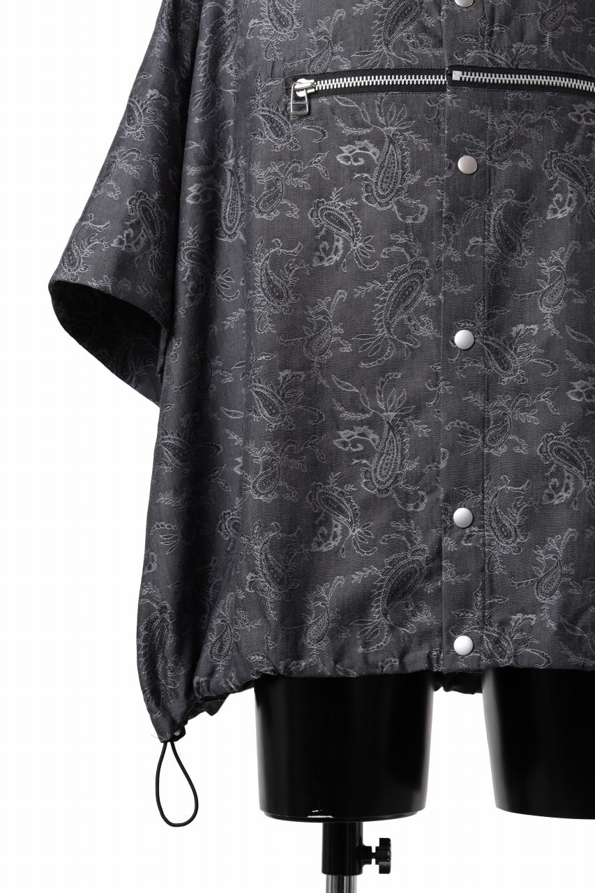 画像をギャラリービューアに読み込む, A.F ARTEFACT FRONT ZIP SQUEEZING SHIRT / PAISLEY JACQUARD (D.GREY)