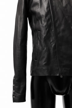 Load image into Gallery viewer, m.a+ silver crosses sleeve diagonal zip biker jacket / J1/S+/SY1.0 (BLACK)