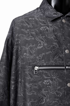 画像をギャラリービューアに読み込む, A.F ARTEFACT FRONT ZIP SQUEEZING SHIRT / PAISLEY JACQUARD (D.GREY)