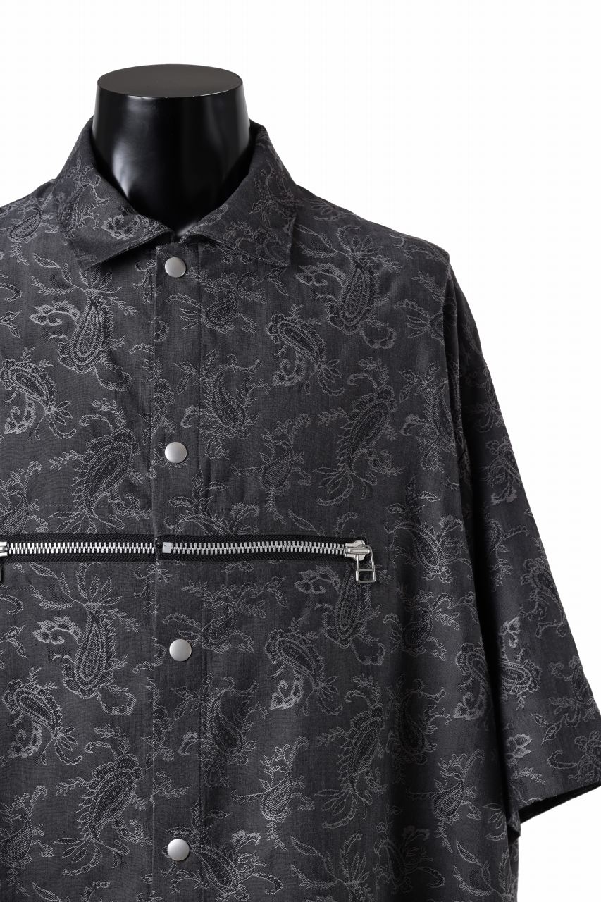 画像をギャラリービューアに読み込む, A.F ARTEFACT FRONT ZIP SQUEEZING SHIRT / PAISLEY JACQUARD (D.GREY)