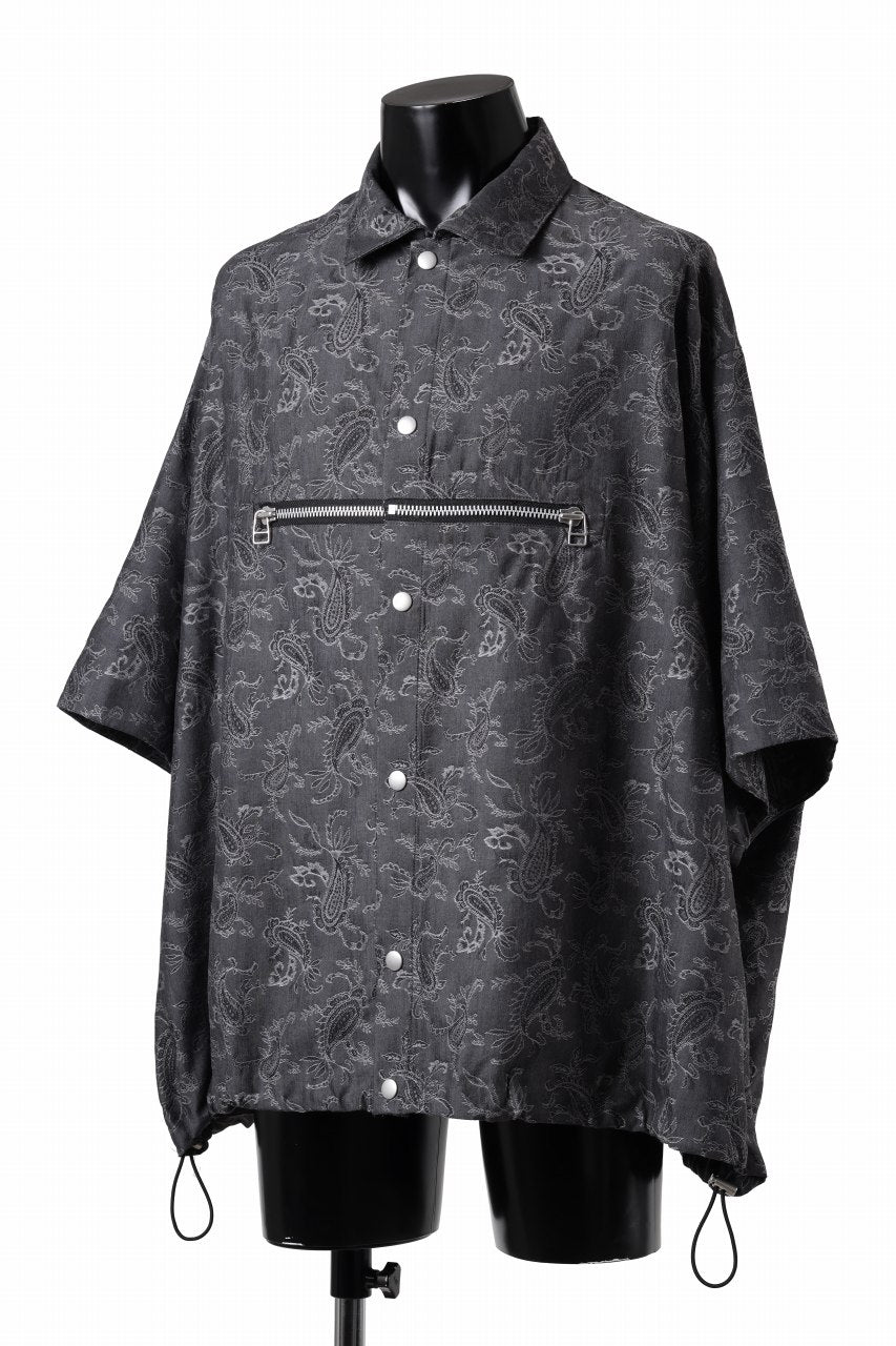 画像をギャラリービューアに読み込む, A.F ARTEFACT FRONT ZIP SQUEEZING SHIRT / PAISLEY JACQUARD (D.GREY)