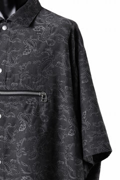 画像をギャラリービューアに読み込む, A.F ARTEFACT FRONT ZIP SQUEEZING SHIRT / PAISLEY JACQUARD (D.GREY)