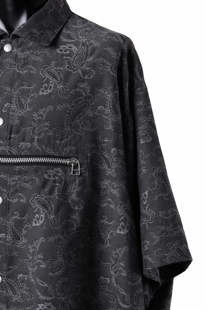 画像をギャラリービューアに読み込む, A.F ARTEFACT FRONT ZIP SQUEEZING SHIRT / PAISLEY JACQUARD (D.GREY)