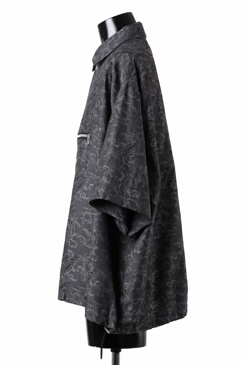 画像をギャラリービューアに読み込む, A.F ARTEFACT FRONT ZIP SQUEEZING SHIRT / PAISLEY JACQUARD (D.GREY)