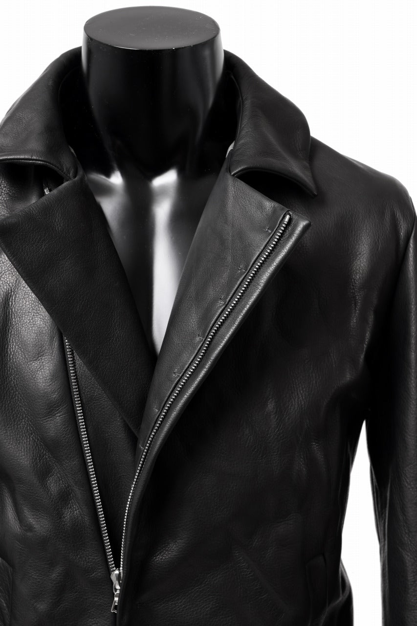 Load image into Gallery viewer, m.a+ silver crosses sleeve diagonal zip biker jacket / J1/S+/SY1.0 (BLACK)