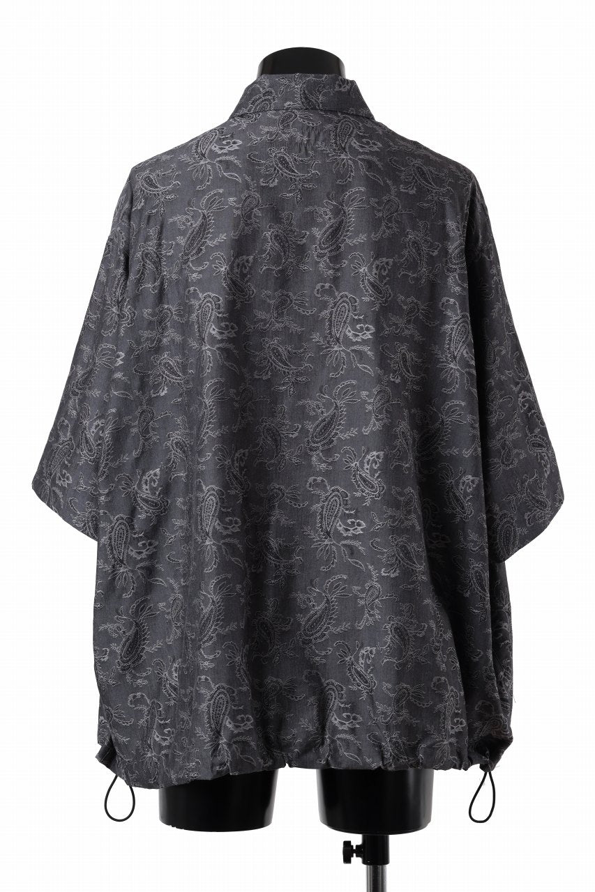 画像をギャラリービューアに読み込む, A.F ARTEFACT FRONT ZIP SQUEEZING SHIRT / PAISLEY JACQUARD (D.GREY)