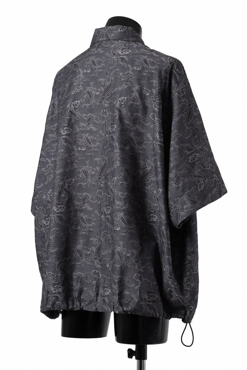 画像をギャラリービューアに読み込む, A.F ARTEFACT FRONT ZIP SQUEEZING SHIRT / PAISLEY JACQUARD (D.GREY)