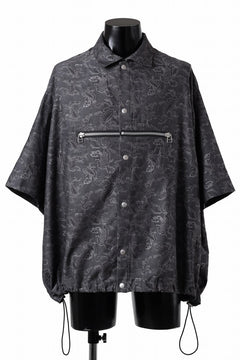 画像をギャラリービューアに読み込む, A.F ARTEFACT FRONT ZIP SQUEEZING SHIRT / PAISLEY JACQUARD (D.GREY)