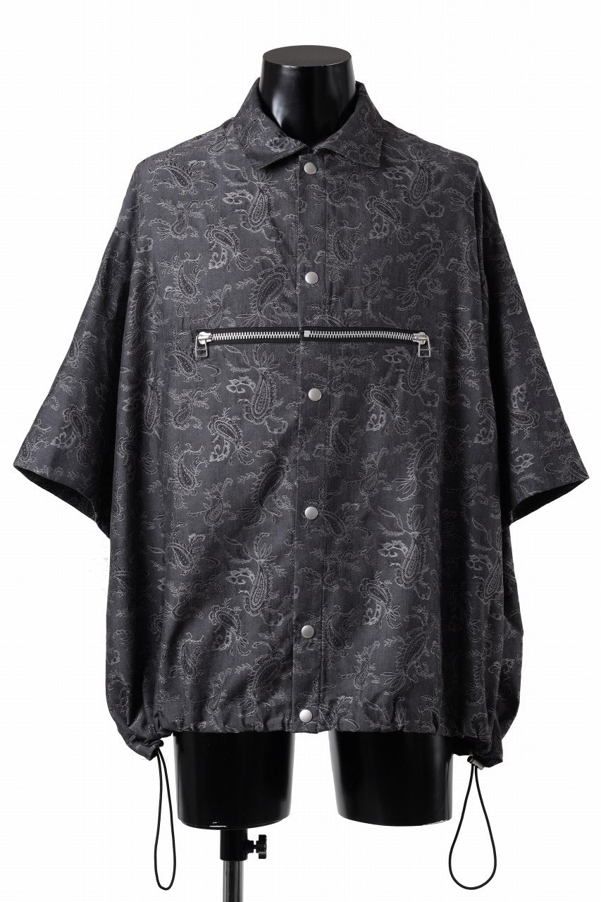 画像をギャラリービューアに読み込む, A.F ARTEFACT FRONT ZIP SQUEEZING SHIRT / PAISLEY JACQUARD (D.GREY)