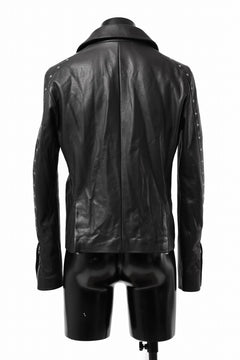 Load image into Gallery viewer, m.a+ silver crosses sleeve diagonal zip biker jacket / J1/S+/SY1.0 (BLACK)