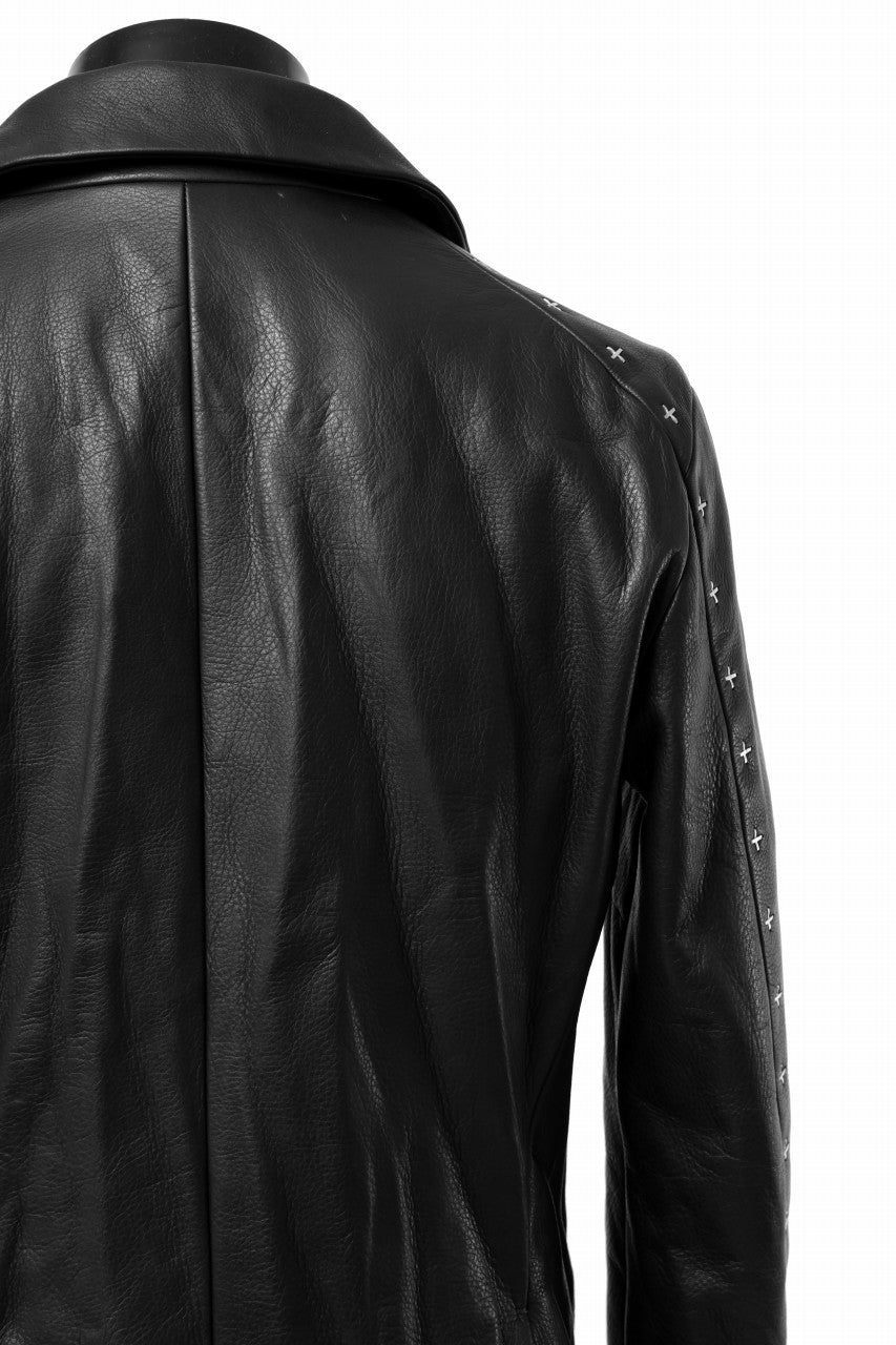 Load image into Gallery viewer, m.a+ silver crosses sleeve diagonal zip biker jacket / J1/S+/SY1.0 (BLACK)
