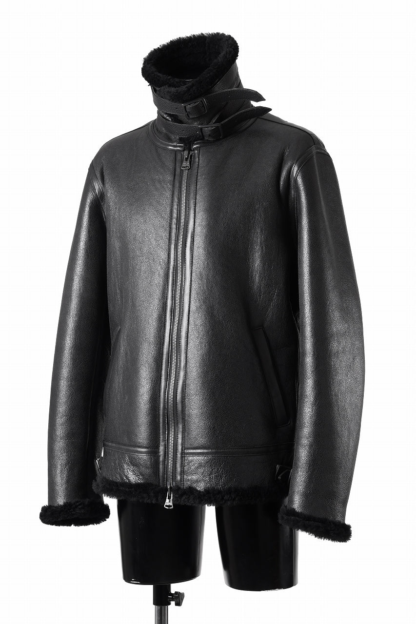 Load image into Gallery viewer, ISAMU KATAYAMA BACKLASH "LIMITED" B-3 FLIGHT JACKET / SPANISH MOUTON NATIVE BOMBER FINISH (BLACK)