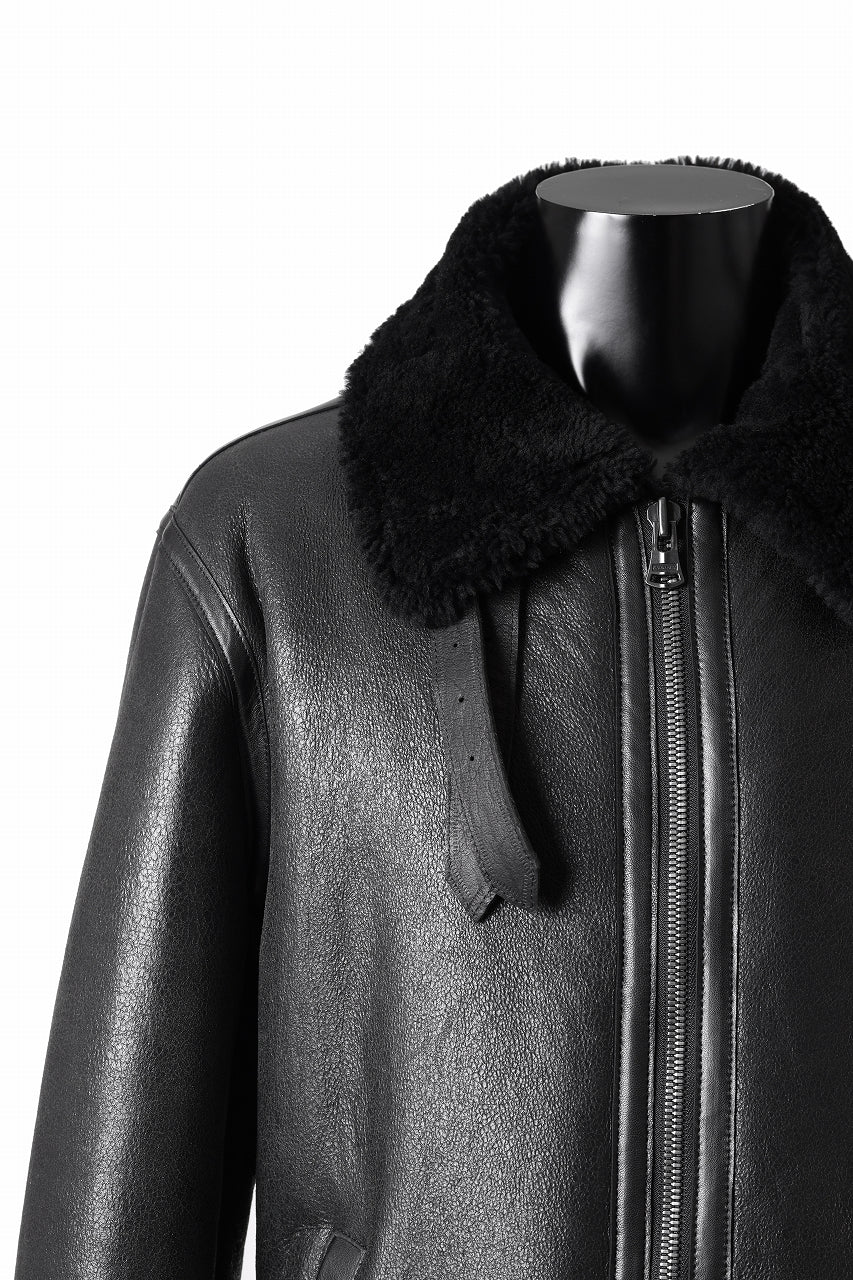 Load image into Gallery viewer, ISAMU KATAYAMA BACKLASH "LIMITED" B-3 FLIGHT JACKET / SPANISH MOUTON NATIVE BOMBER FINISH (BLACK)