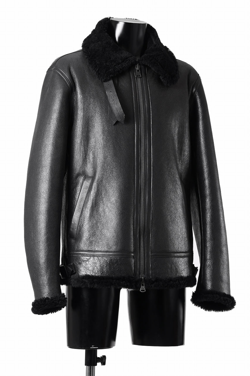 Load image into Gallery viewer, ISAMU KATAYAMA BACKLASH "LIMITED" B-3 FLIGHT JACKET / SPANISH MOUTON NATIVE BOMBER FINISH (BLACK)