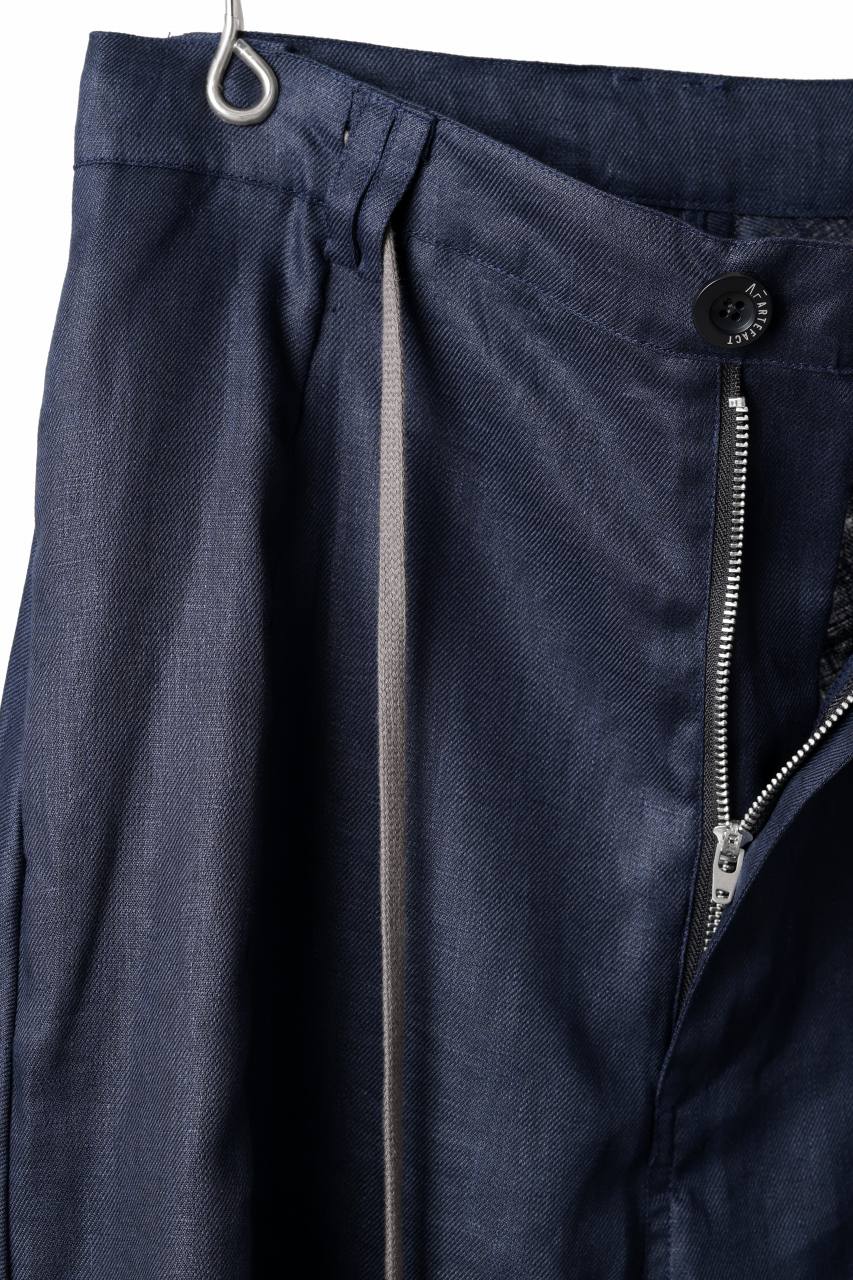 画像をギャラリービューアに読み込む, A.F ARTEFACT CURVED LONG PANTS / LINEN TWILL (NAVY)
