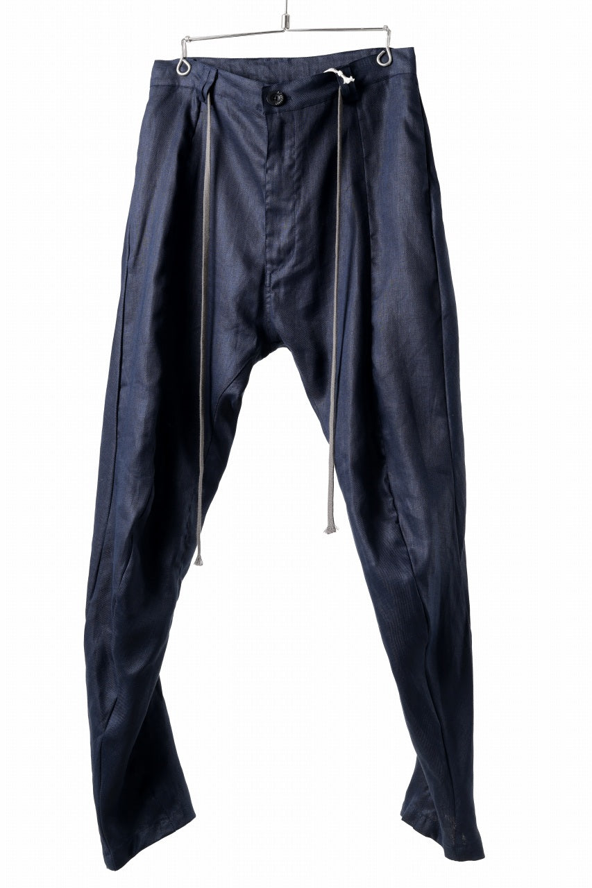画像をギャラリービューアに読み込む, A.F ARTEFACT CURVED LONG PANTS / LINEN TWILL (NAVY)