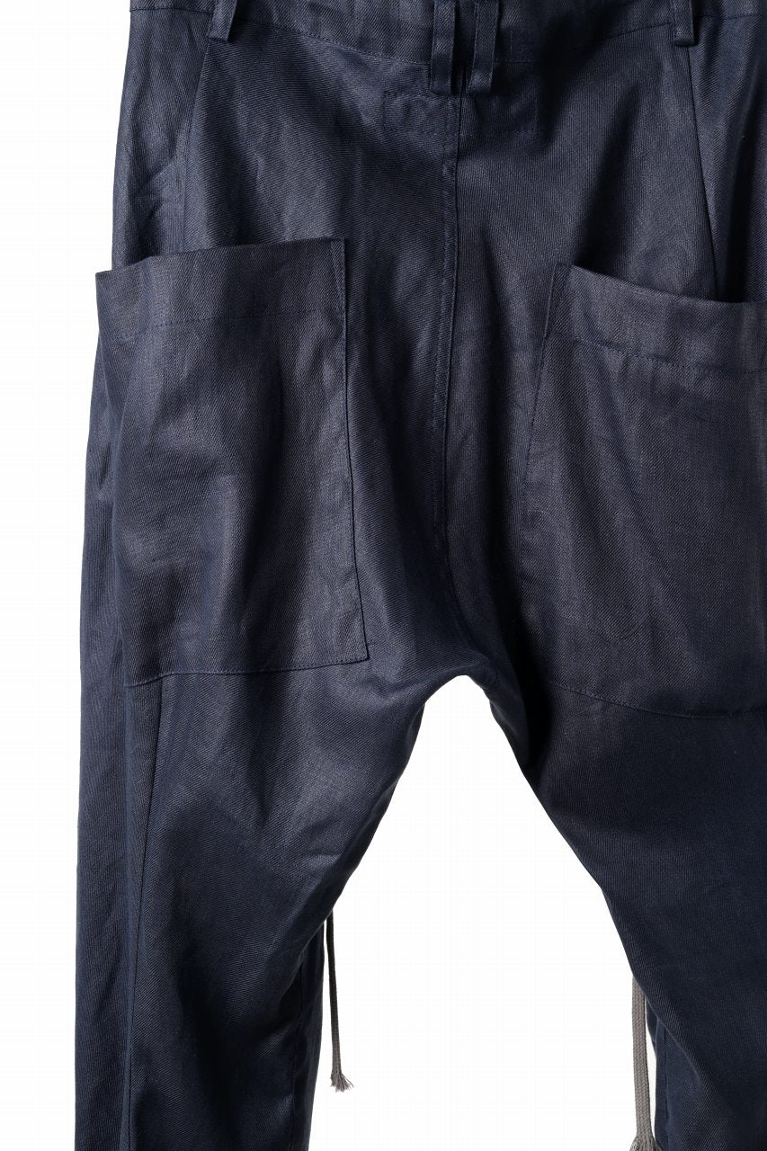 画像をギャラリービューアに読み込む, A.F ARTEFACT CURVED LONG PANTS / LINEN TWILL (NAVY)