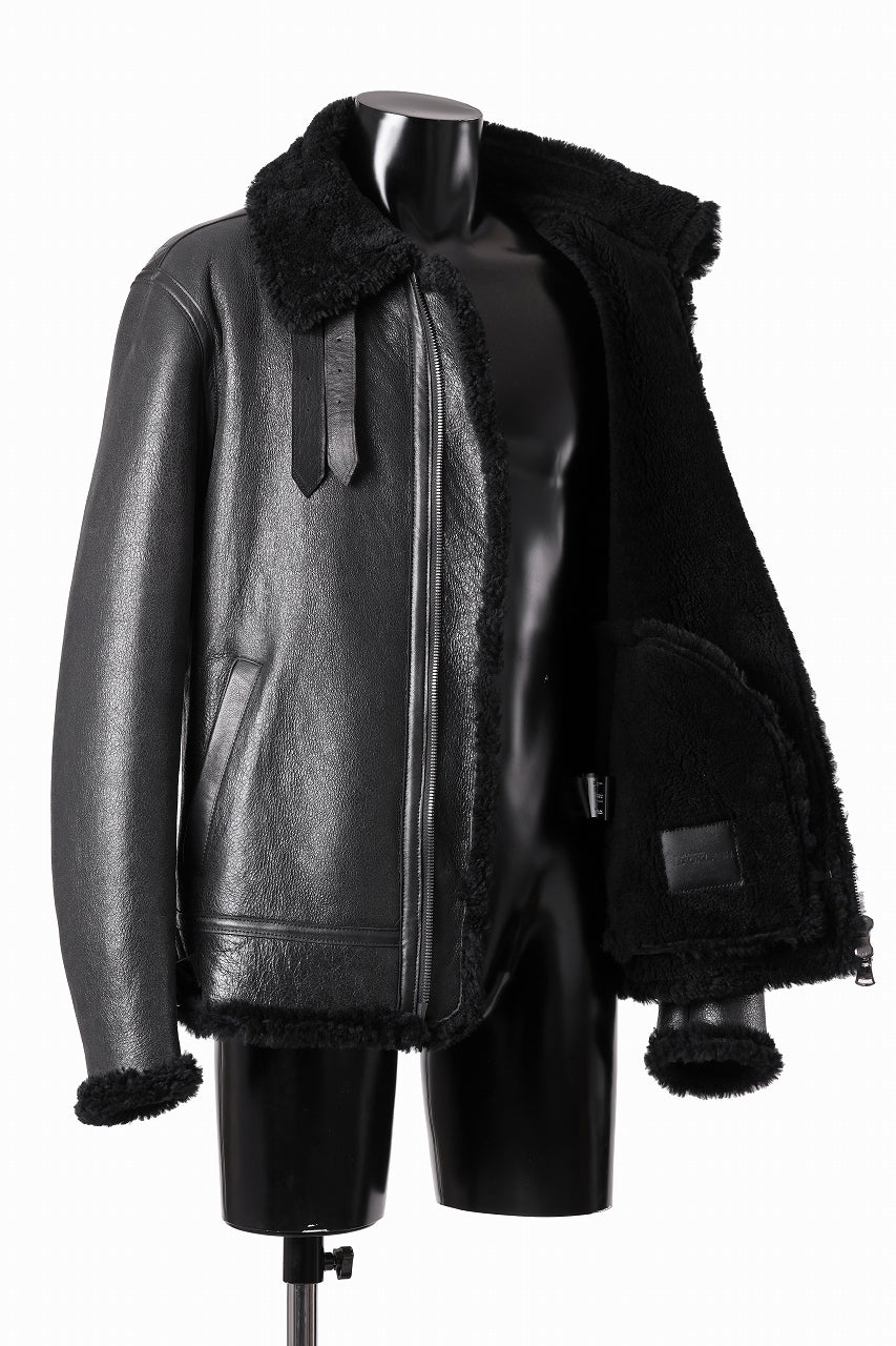 Load image into Gallery viewer, ISAMU KATAYAMA BACKLASH "LIMITED" B-3 FLIGHT JACKET / SPANISH MOUTON NATIVE BOMBER FINISH (BLACK)