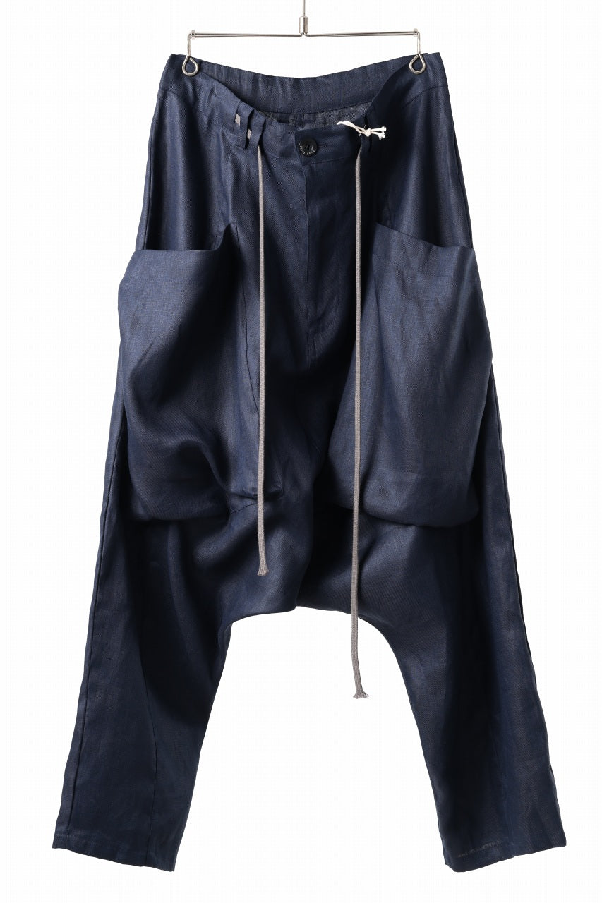 画像をギャラリービューアに読み込む, A.F ARTEFACT WIDE SARROUEL PANTS / LINEN TWILL (NAVY)