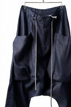 画像をギャラリービューアに読み込む, A.F ARTEFACT WIDE SARROUEL PANTS / LINEN TWILL (NAVY)