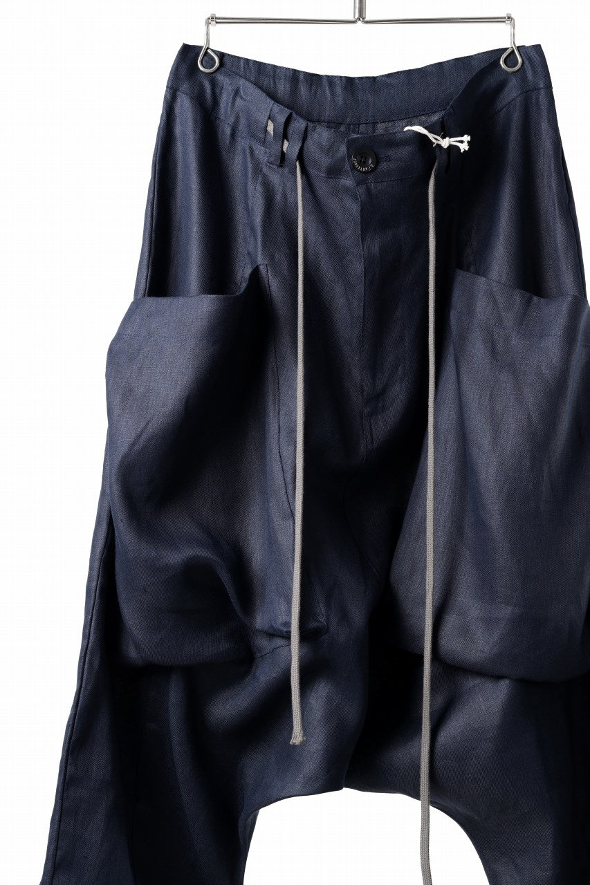 画像をギャラリービューアに読み込む, A.F ARTEFACT WIDE SARROUEL PANTS / LINEN TWILL (NAVY)