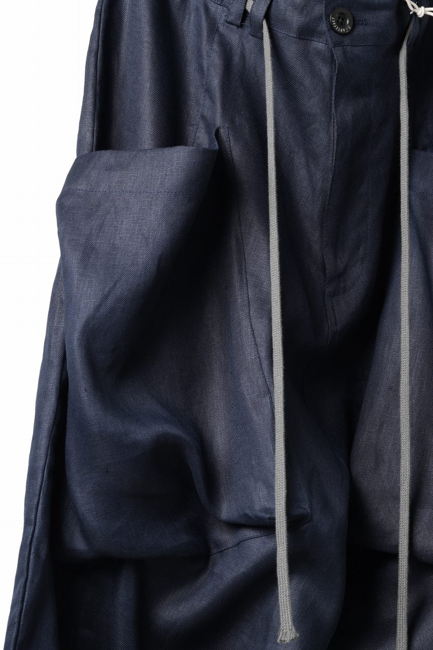 画像をギャラリービューアに読み込む, A.F ARTEFACT WIDE SARROUEL PANTS / LINEN TWILL (NAVY)